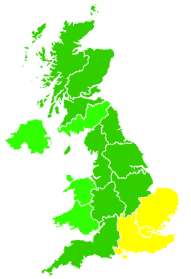 Click on a region for air pollution levels for 20/07/2007