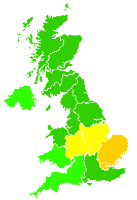 Click on a region for air pollution levels for 20/07/2014