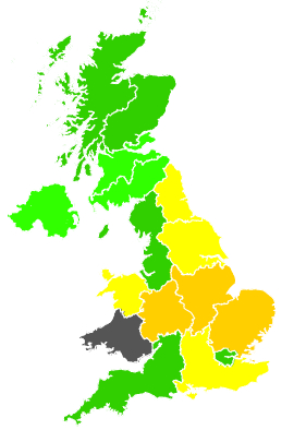 Click on a region for air pollution levels for 20/08/1987