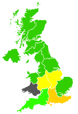Click on a region for air pollution levels for 20/08/1991