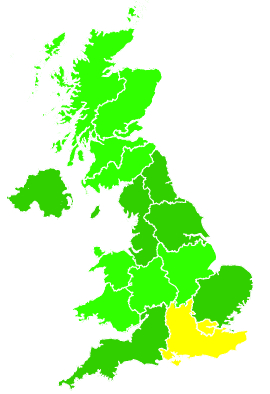 Click on a region for air pollution levels for 20/08/1993