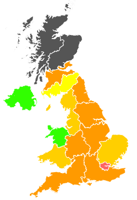 Click on a region for air pollution levels for 20/08/1997