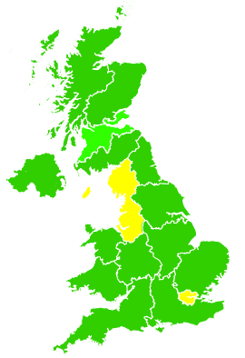 Click on a region for air pollution levels for 20/08/1998