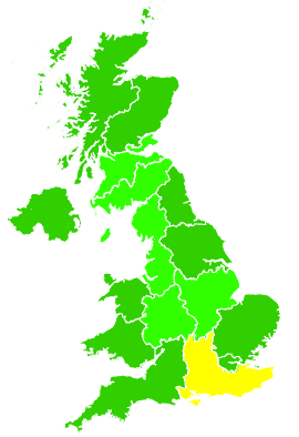 Click on a region for air pollution levels for 20/08/1999
