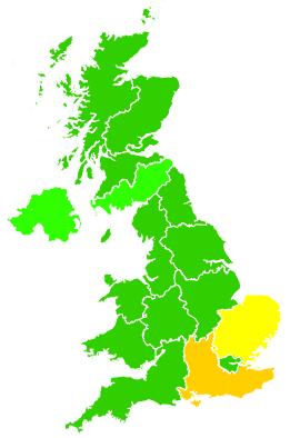Click on a region for air pollution levels for 20/08/2003