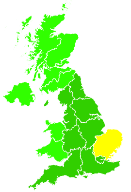 Click on a region for air pollution levels for 20/08/2012