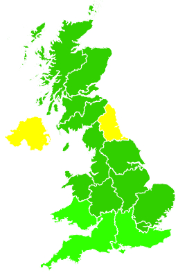Click on a region for air pollution levels for 20/09/1992
