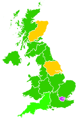 Click on a region for air pollution levels for 20/09/1999