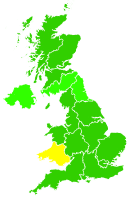Click on a region for air pollution levels for 20/09/2007