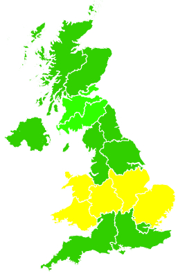 Click on a region for air pollution levels for 20/09/2008