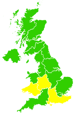 Click on a region for air pollution levels for 20/09/2014
