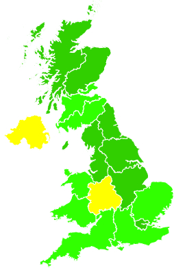 Click on a region for air pollution levels for 20/10/1992