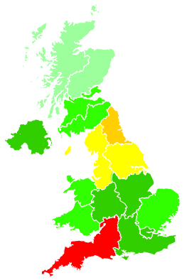 Click on a region for air pollution levels for 20/10/1994
