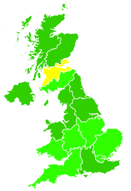 Click on a region for air pollution levels for 20/10/1995