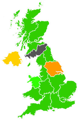 Click on a region for air pollution levels for 20/10/1997