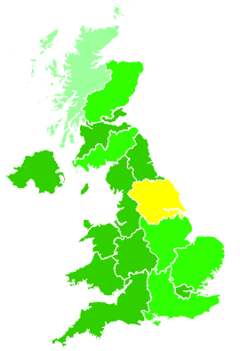 Click on a region for air pollution levels for 20/10/2001