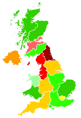 Click on a region for air pollution levels for 20/11/1993