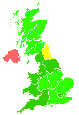 Click on a region for air pollution levels for 20/11/1995