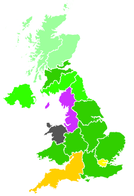 Click on a region for air pollution levels for 20/11/2001