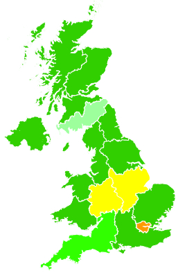 Click on a region for air pollution levels for 20/11/2005