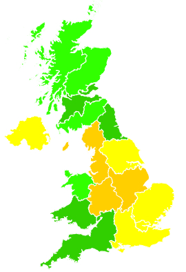 Click on a region for air pollution levels for 20/11/2014