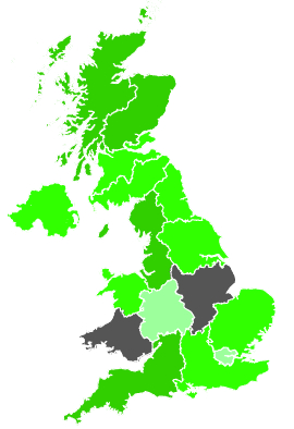 Click on a region for air pollution levels for 20/12/1987