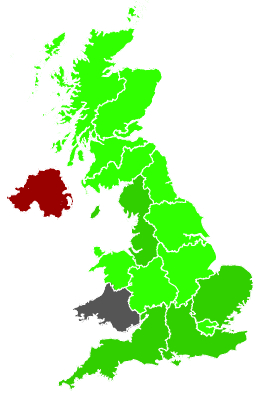 Click on a region for air pollution levels for 20/12/1989
