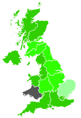 Click on a region for air pollution levels for 20/12/1990