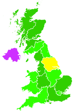 Click on a region for air pollution levels for 20/12/1992