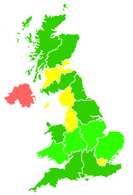 Click on a region for air pollution levels for 20/12/1993