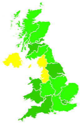 Click on a region for air pollution levels for 20/12/1997