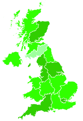 Click on a region for air pollution levels for 20/12/2000