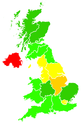 Click on a region for air pollution levels for 20/12/2010