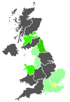 Click on a region for air pollution levels for 21/01/1987