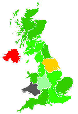 Click on a region for air pollution levels for 21/01/1991