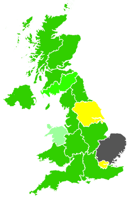 Click on a region for air pollution levels for 21/01/1996