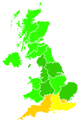 Click on a region for air pollution levels for 21/01/2001