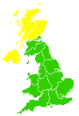 Click on a region for air pollution levels for 21/02/1999