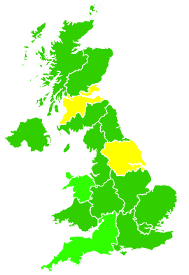 Click on a region for air pollution levels for 21/02/2004