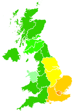 Click on a region for air pollution levels for 21/02/2011