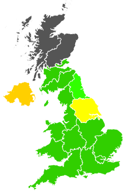 Click on a region for air pollution levels for 21/03/1995