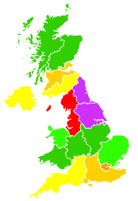 Click on a region for air pollution levels for 21/03/1996
