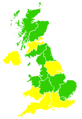 Click on a region for air pollution levels for 21/03/1999