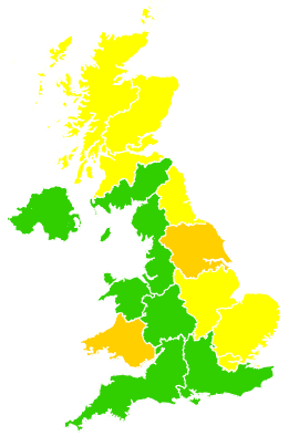 Click on a region for air pollution levels for 21/03/2003