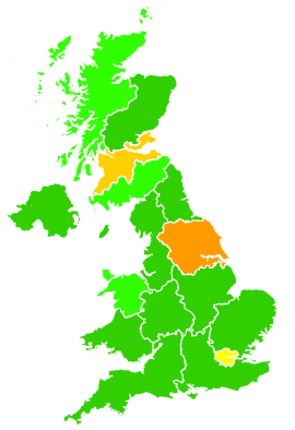 Click on a region for air pollution levels for 21/03/2005