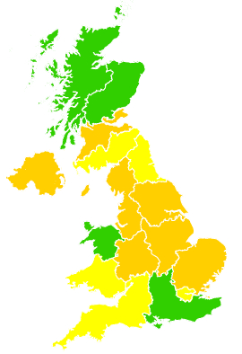 Click on a region for air pollution levels for 21/03/2009