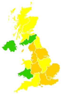 Click on a region for air pollution levels for 21/03/2022