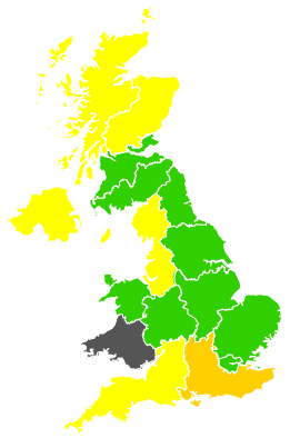 Click on a region for air pollution levels for 21/04/1990