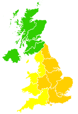 Click on a region for air pollution levels for 21/04/1996