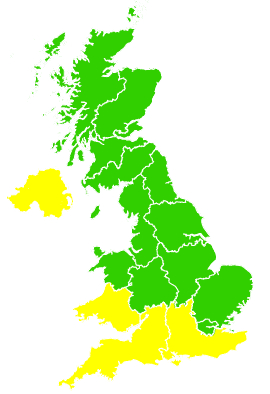 Click on a region for air pollution levels for 21/04/1999